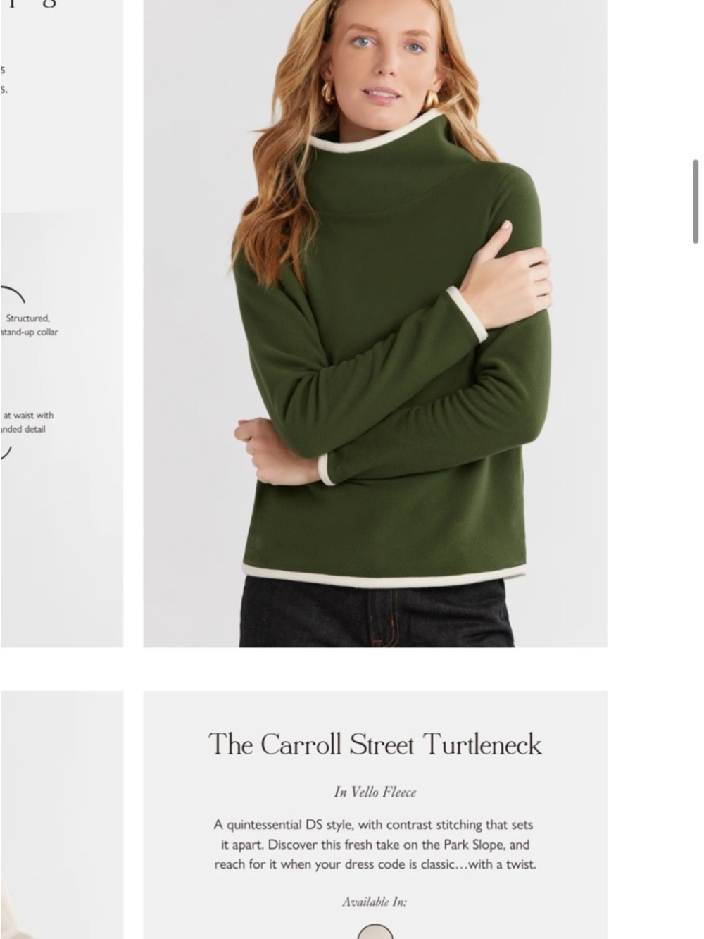 Dudley Stephens Carroll Street Turtleneck Vello Fleece Green Ivory Size S